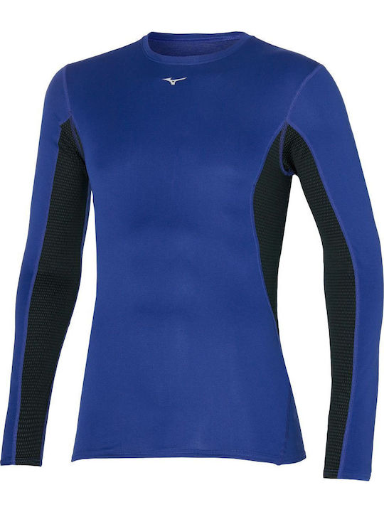Mizuno Crew Herren Thermo Langarmshirt Blau