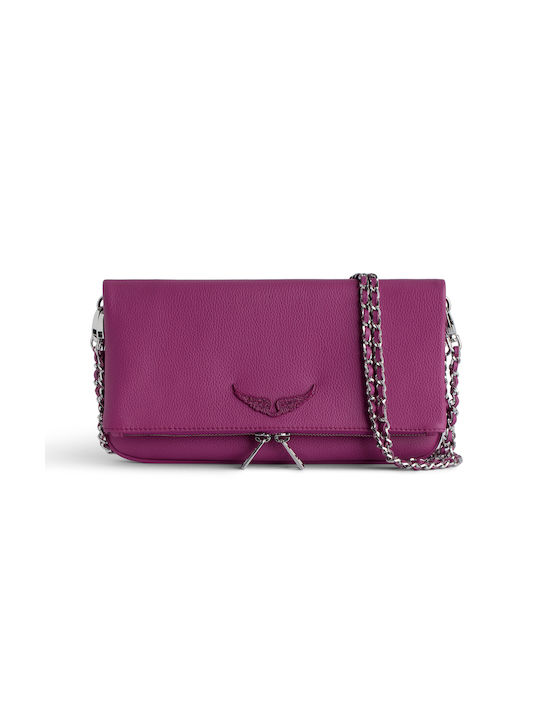 Zadig&Voltaire glam rock grained leather clutch