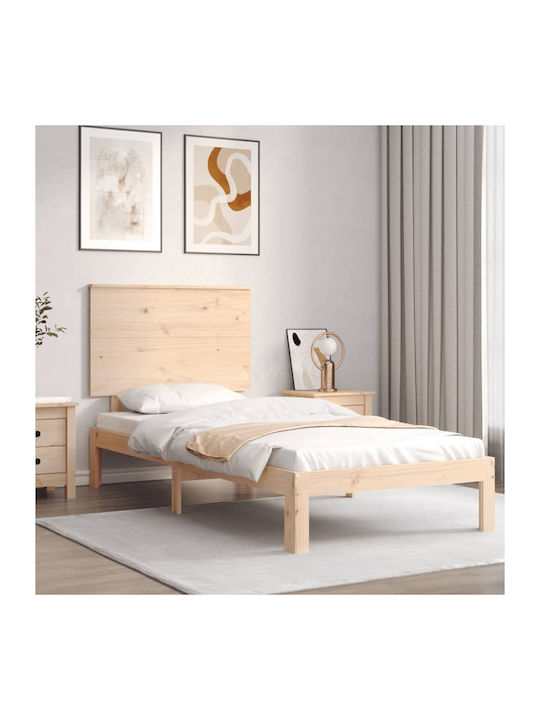 Single Solid Wood Bed with Slats for Mattress 100x200cm