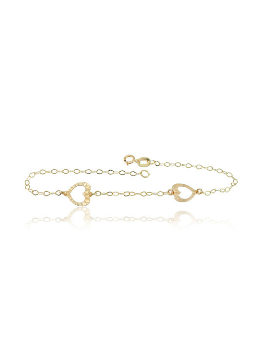 14K Yellow Gold hearts bracelet