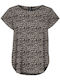 Vero Moda Women's Summer Blouse Short Sleeve with Zipper Oatmeal