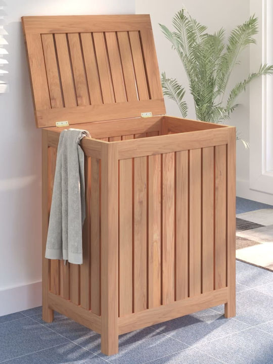 vidaXL Wooden Laundry Basket with Lid 50x35x60cm Brown