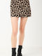 Fullah Sugah High Waist Mini Skirt Leopard in Black color