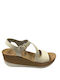 Fantasy Sandals Women's Leather Ankle Strap Platforms White