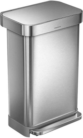 Simplehuman Μεταλλικός Κάδος Απορριμμάτων με Πεντάλ 45lt Inox