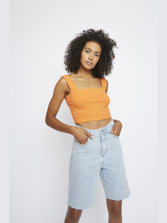 Glamorous Women's Summer Crop Top with Straps Orange
