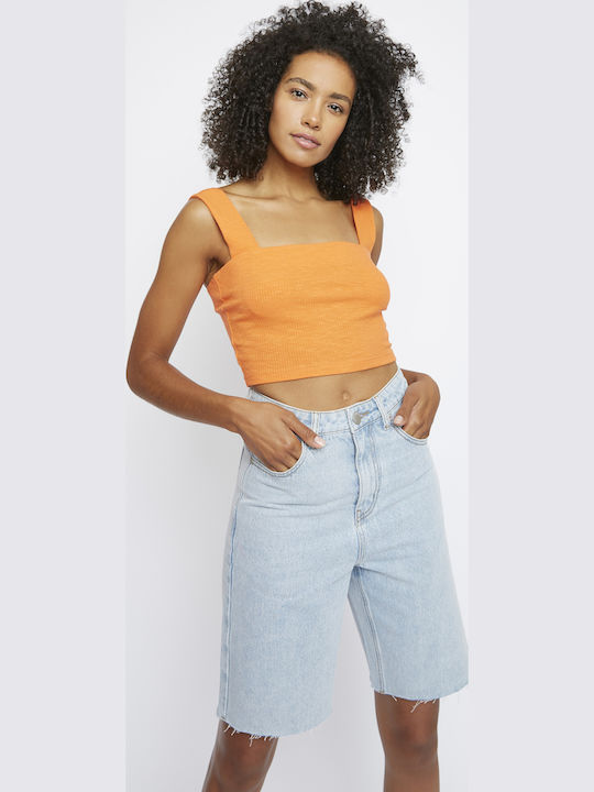 Women's Summer Crop Top with Spaghetti Straps Orange
