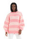 Glamorous Damen Langarm Pullover Gestreift Rosa