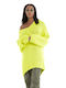 Glamorous Women's Long Sleeve Pullover with V Neck Yellow
