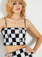 Γυναικείο Crop Top με Τιράντες Καλοκαιρινό Μαύρο