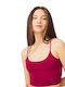 Christina Women's Summer Crop Top with Straps Burgundy