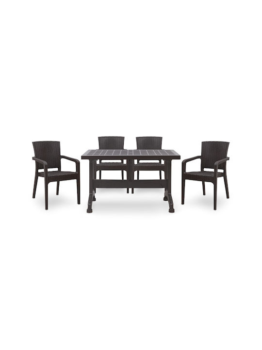 Callan Outdoor Dining Room Set 5 Pieces Brown S...
