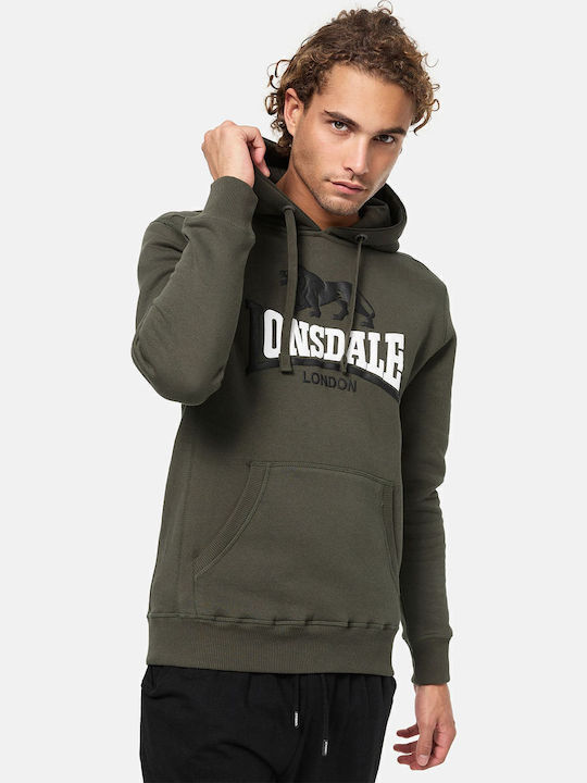 Lonsdale Thurning Φούτερ με Κουκούλα Olive/blac...