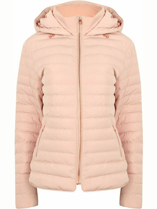Tokyo Laundry Ginger 2 Quilted Hooded Puffer Jacket 3J10969Α - Blush Pink
