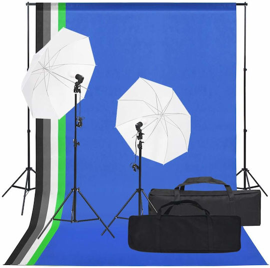 vidaXL Комплект Фотографско Студио Set Светлини & Фон Комплект осветление за студио