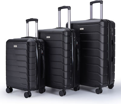 Lavor 1-601 Travel Suitcases Hard Black with 4 Wheels Set 3pcs