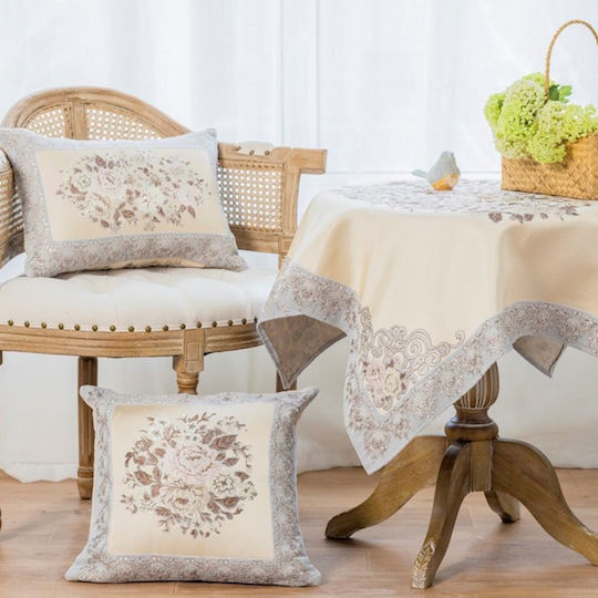 Liolios Home Ράνερ με Κέντημα Γκρι 45x140εκ.