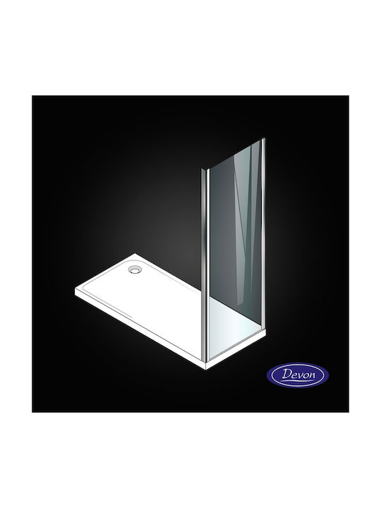 Devon Primus Plus Side Panel Σταθερό Πλαϊνό Ντουζιέρας 79-82x195cm Clean Glass Chrome