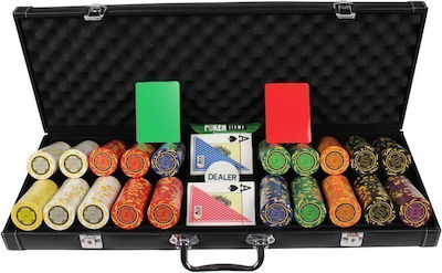 Pokeritems Set 500 Numbered Poker Chips 14gr in Suitcase with 2 Decks 100773