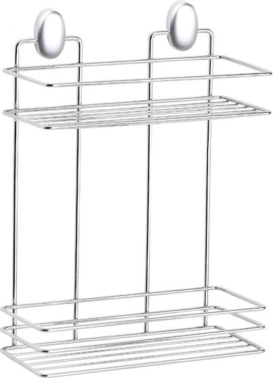 Metalife An der Wand montiert Badezimmerregal Metallisch mit 2 Regalböden 24x11x30cm Silber