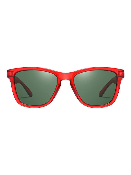 Moscow Mule Sunglasses with Red Plastic Frame and Green Polarized Lens MM/3332/13
