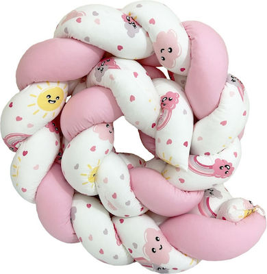 Bunny Bebe Crib Bumpers Braided Inside Braid Clouds Bow Pink 20x210cm