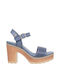 Damen Sandalen mit Chunky hohem Absatz in Blau Farbe