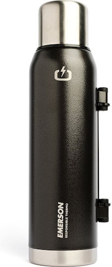 Emerson Ανακυκλώσιμο Μπουκάλι Θερμός Ανοξείδωτο BPA Free 1.3lt Μαύρο