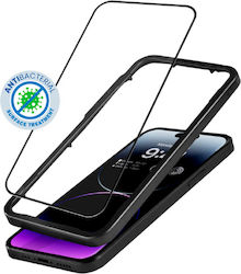 Crong Anti-Bacterial 3D 0.33mm Vollkleber Vollflächig gehärtetes Glas Schwarz (iPhone 14 Pro Max) CRG-AB3DAG-IP14PM