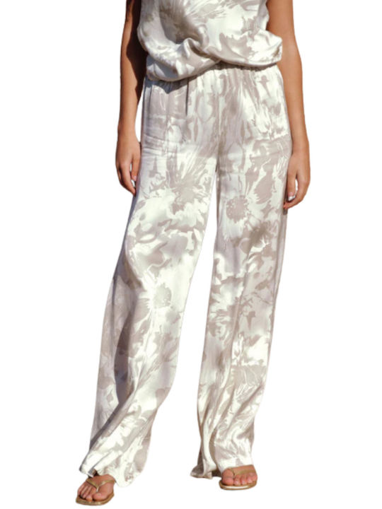 LAUREN VIDAL PANTS PE2063 - WHITE STAMPED FRANCE Γυναικείο