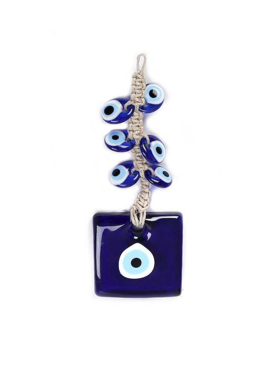 Espiel Hanging Wall Decor Eye Blue Made of Glass 27x1.5x27cm