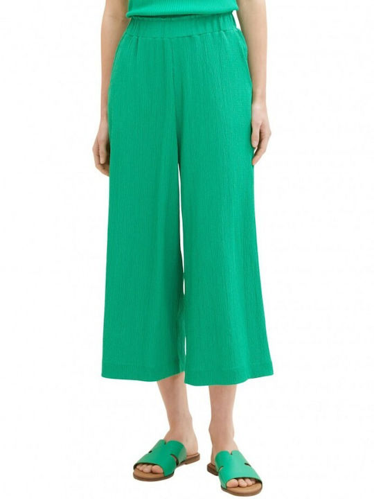 Tom Tailor Women's High-waisted Fabric Capri Trousers Green