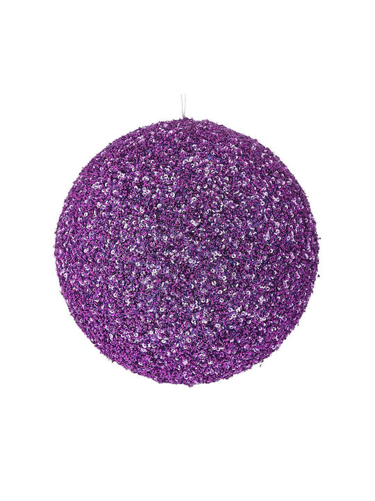 Hanging Ball Ornament Ornament Plastic Purple with Glitter 20cm