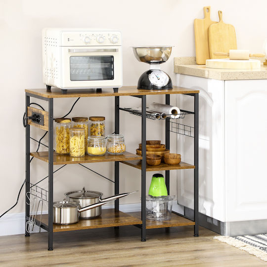 HomCom HomCom Lebensmittelregal Hölzernes 3 Ebenen Braun 90x40x83cm
