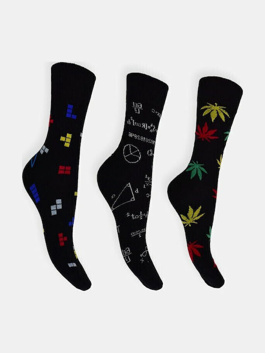 Douros Socks Ανδρικές Κάλτσες με Σχέδια Μαύρες 3Pack