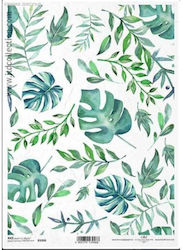 Next Green-Blue Leaves Rice Paper Decoupage 3pcs 25223------2