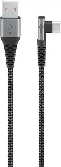 Goobay Angle (90°) / Braided USB 2.0 Cable USB-C male - USB-A 60W Gray 2m (64657)
