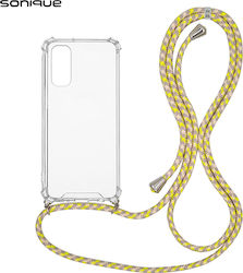 Sonique Armor Clear Silicone Back Cover with Strap Durable Yellow (Galaxy A34)