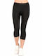 Frauen Capri Leggings Hochgeschnitten Schwarz