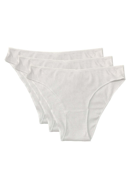 Ustyle Βαμβακερά Γυναικεία Slip 3Pack Λευκά