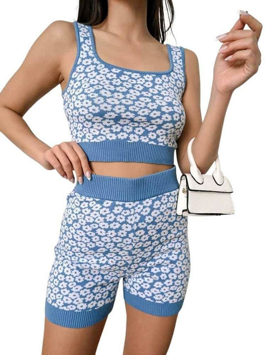 Glamorous Women's Set With High Waist Navy Blue Shorts