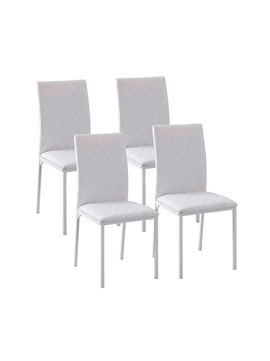 Dining Room Artificial Leather Chair White 41x50x91cm