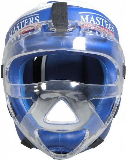 Sport Masters Adult Full Face Boxing Headgear Synthetic Leather Blue