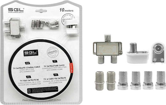 SGL Σετ σύνδεσης κεραίας τηλεόρασης 10m 7221-1 Splitter Satellite 096711