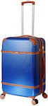 Dielle 160 Medium Travel Suitcase Hard Blue with 4 Wheels Height 65cm.