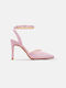 InShoes Pointed Toe Pink Heels with Strap