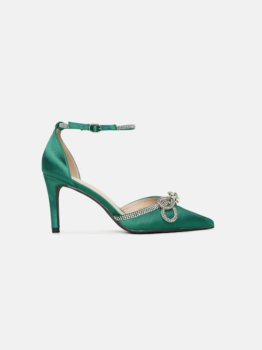 InShoes Pointed Toe Green Heels with Strap