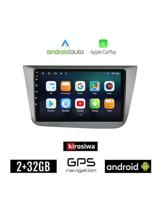 Kirosiwa Sistem Audio Auto pentru Seat Toledo 2004-2009 (Bluetooth/USB/AUX/WiFi/GPS/Apple-Carplay/Android-Auto) cu Ecran Tactil 9"