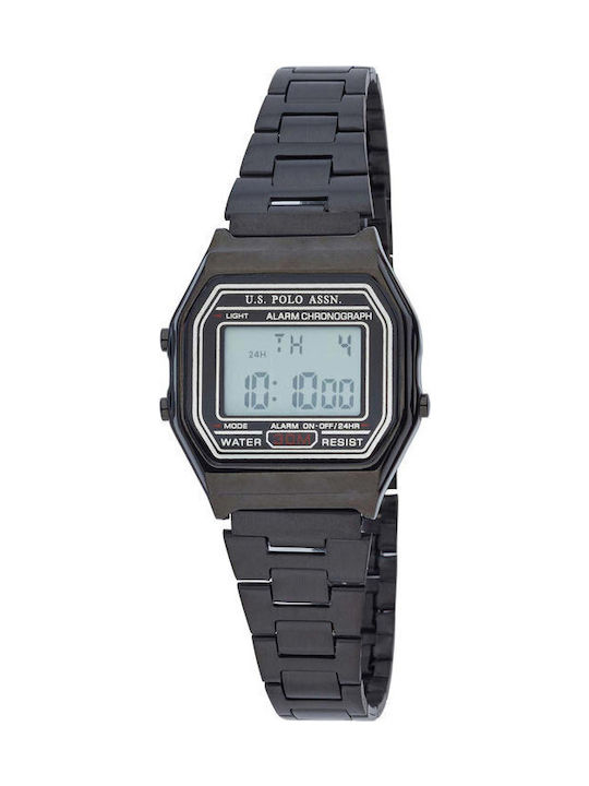 U.S. Polo Assn. Digital Women's Watch Chronograph with Black Metal Bracelet