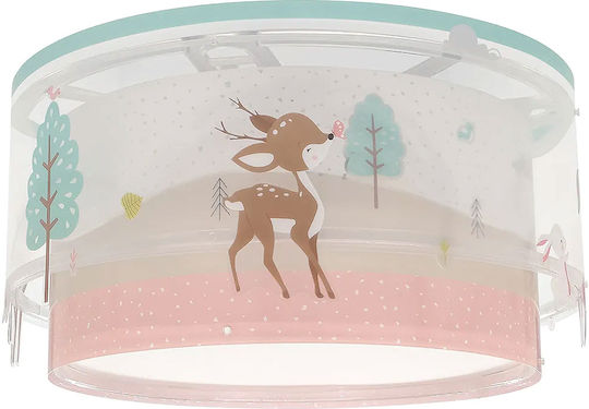 Ango Loving Deer Kronleuchter Kinderdeckenleuchte Deckenleuchte montieren 15W mit Fassung E27 Rosa 33x16.5cm